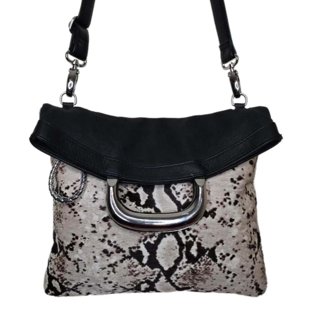 Maurizio Taiuti Calf Hair Snakeskin Convertible Crossbody Bag